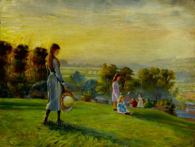 Study for Children Playing in the Fields at Sunset by Walter Bonner Gash